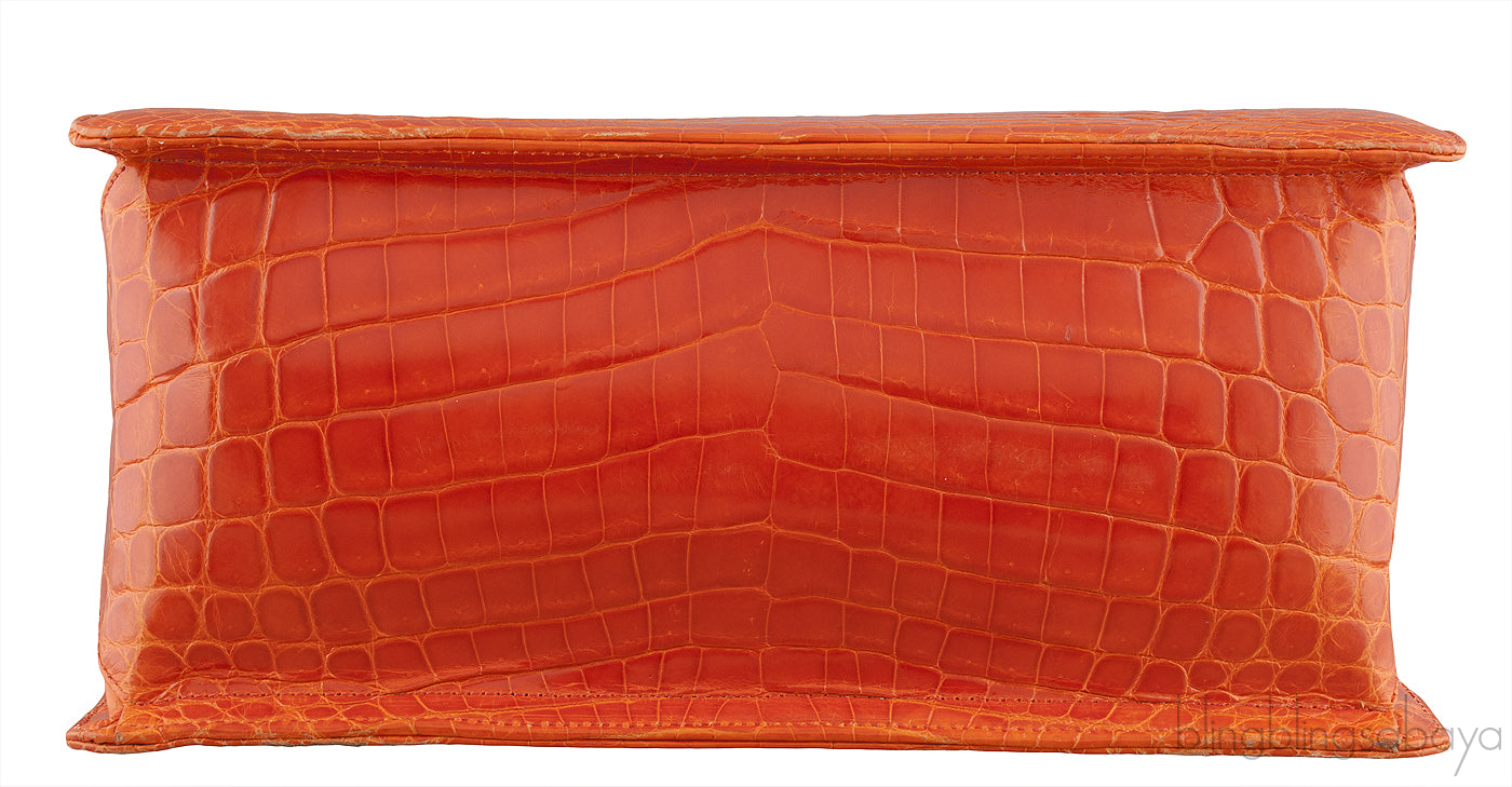 Orange Cornelia Lunch Box Crocodile Bag