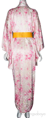 Pink Floral Printed Kimono Abaya