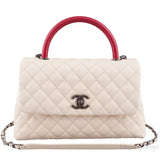 Coco White Caviar w/ Red Lizard Handle bag