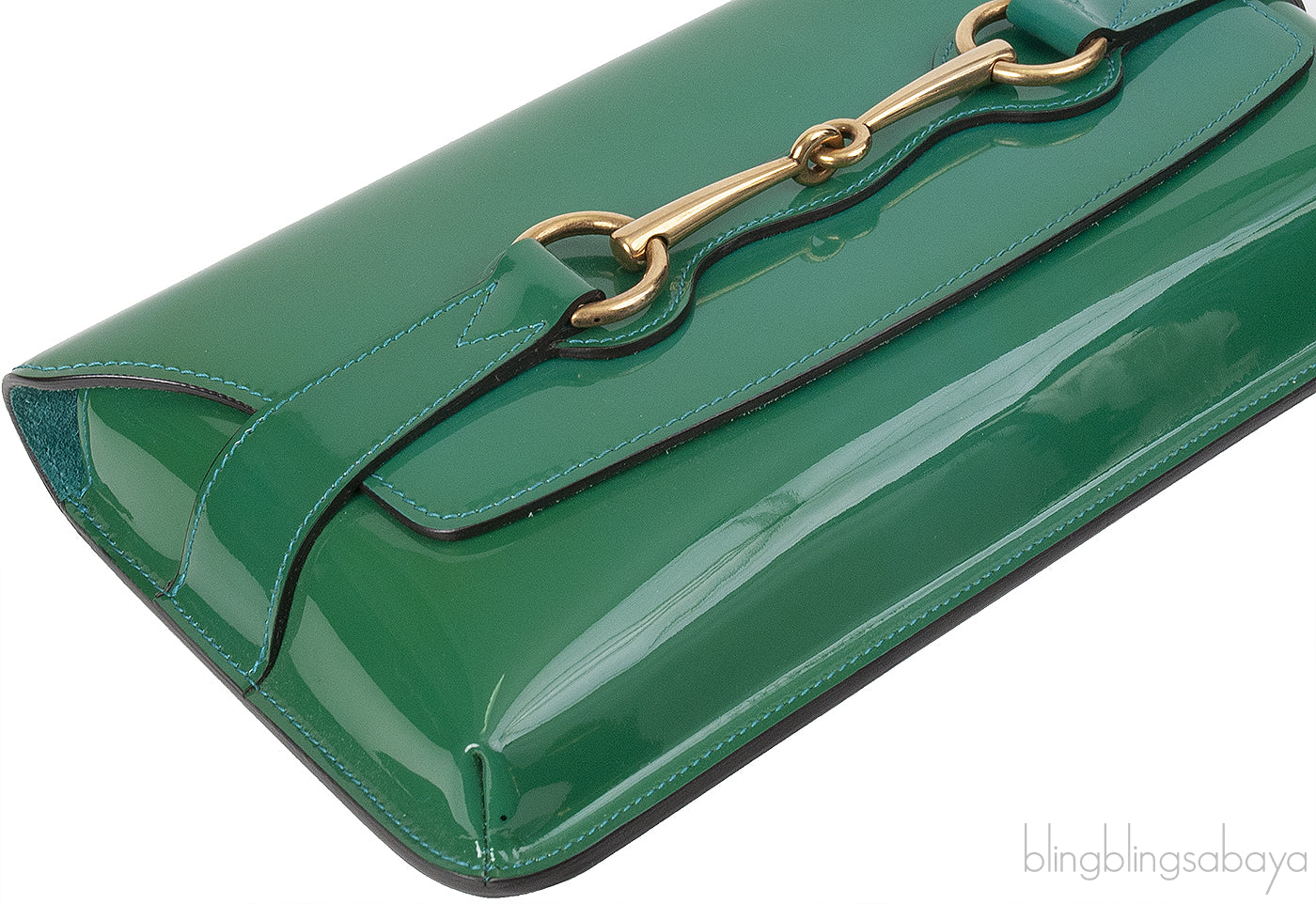 Gucci Bright Bit Green Patent Clutch