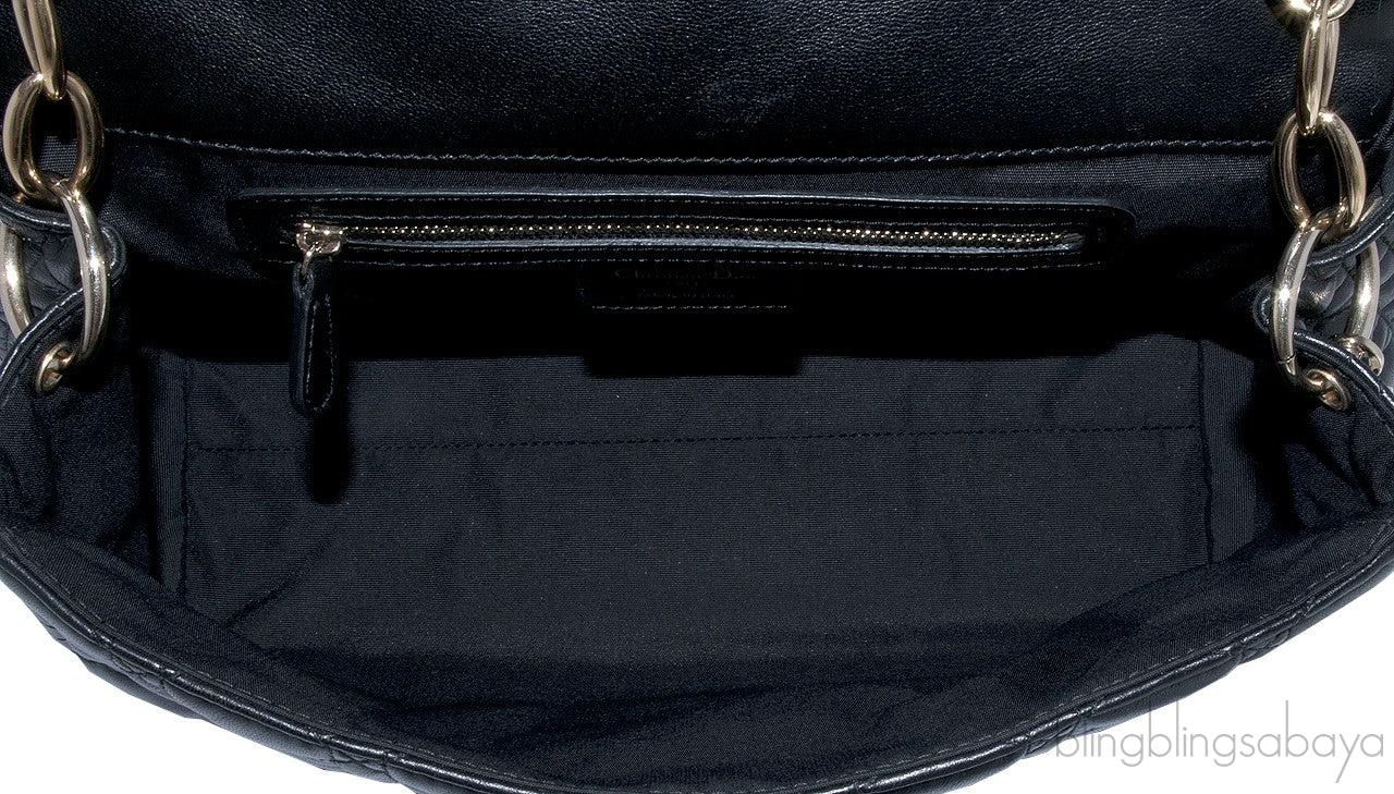 Black Leather Cannage Shoulder Bag