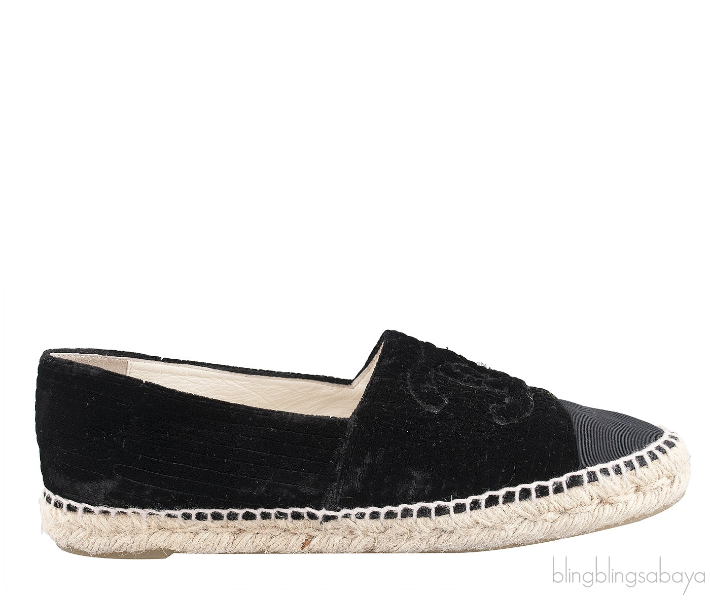 Chanel Velvet CC Cap Toe Espadrille