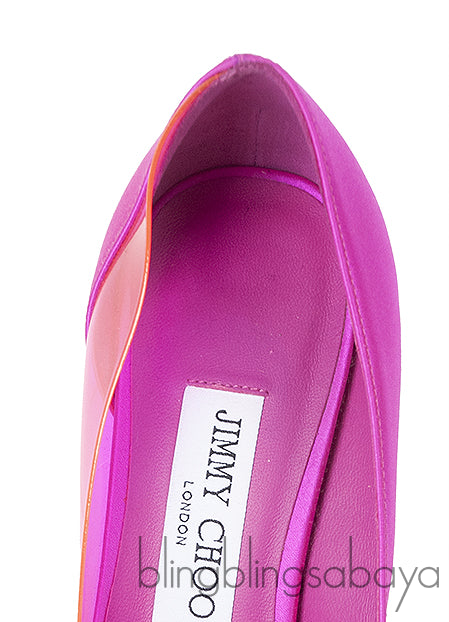 Jimmy Choo Fuchsia Satin Hot Pink PVC Heels 38