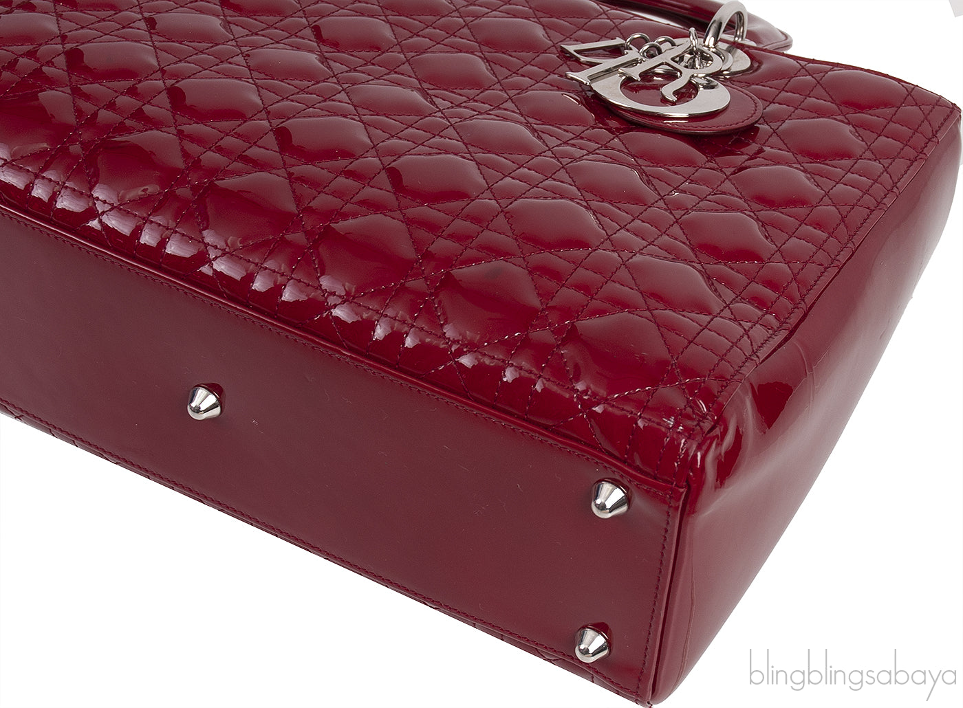 Lady Dior Red Patent Quilted Bag PHW