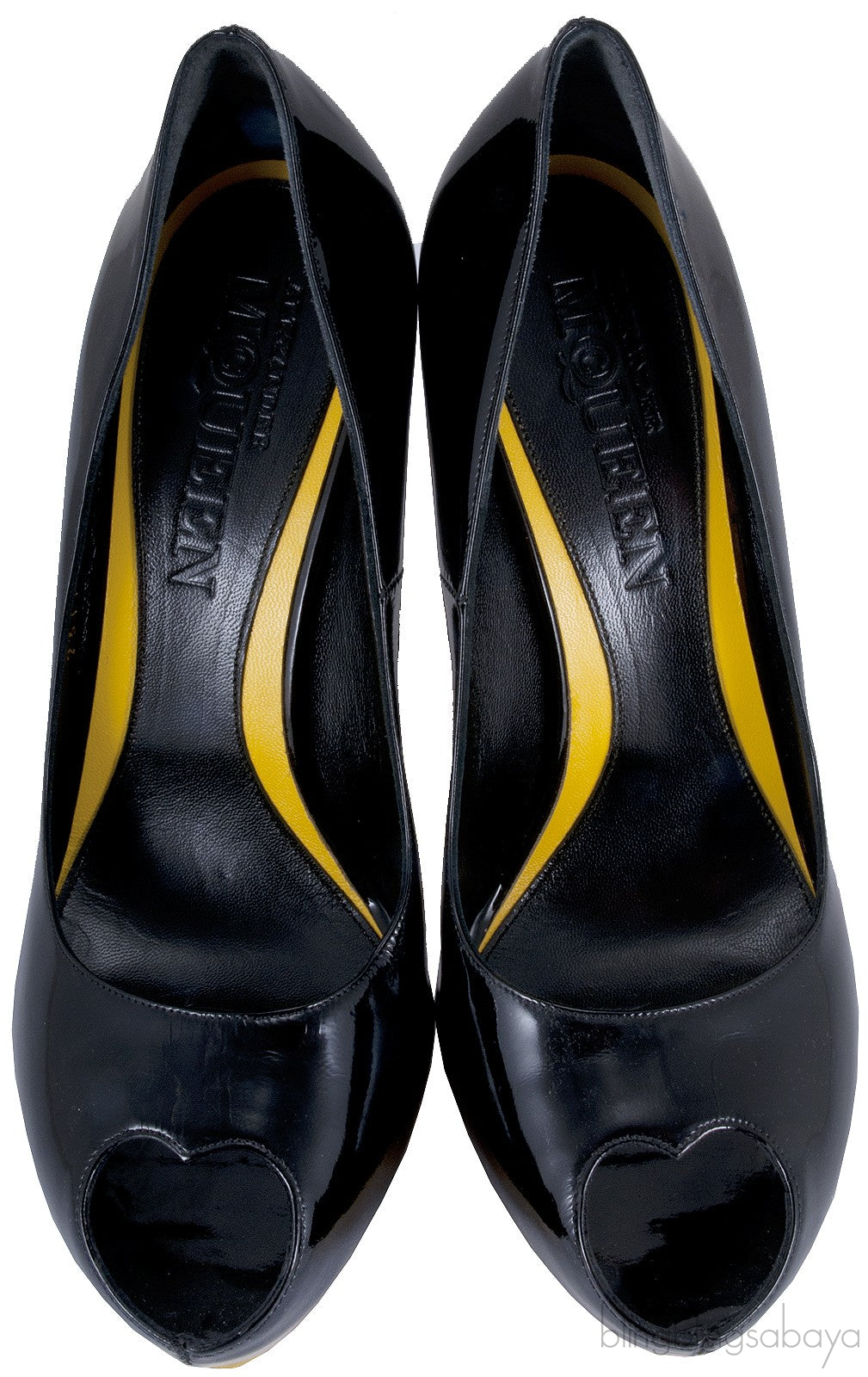 Black Heart Peep Toe Pump
