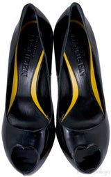 Black Heart Peep Toe Pump
