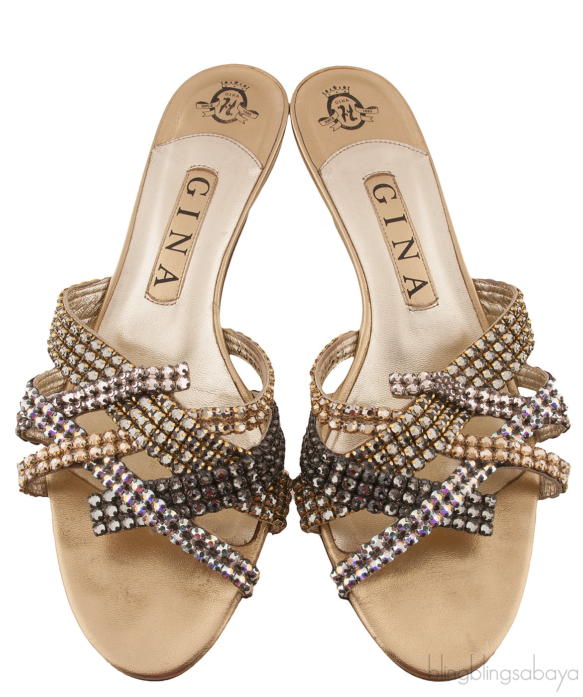 Tri-color Crystal Mini Kitten Heels