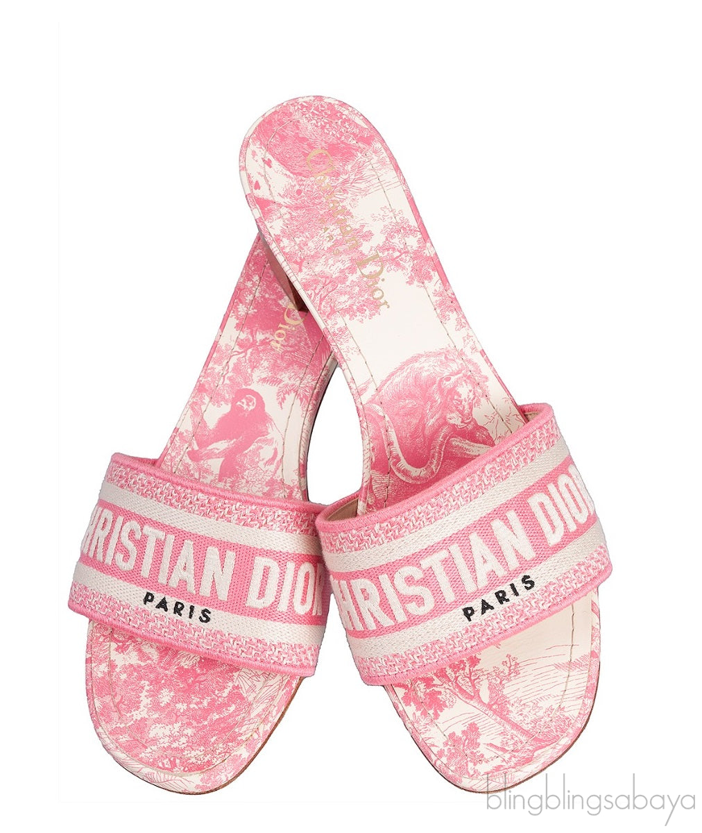 Dway Pink Embroidered Heeled Slide