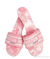 Dway Pink Embroidered Heeled Slide