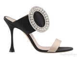 Bi-color Crystal Buckle Sandals