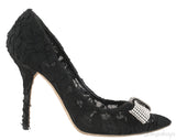 Dolce & Gabbana Black Lace Crystal Bow Heels