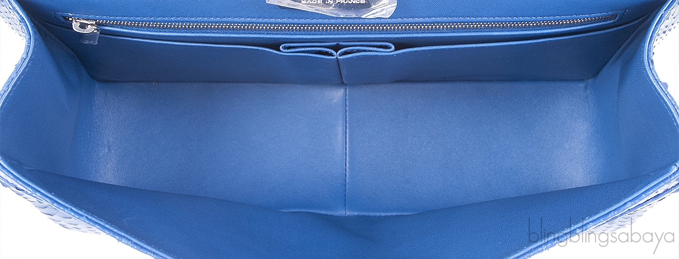Chanel Classic Blue Python Jumbo Flap Bag
