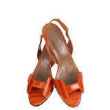 Hermes Night 70 Crocodile Orange Slingback Sandals 37