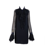 Gianni Versace Black Broderie Anglaise Ruffle Mini Dress XL