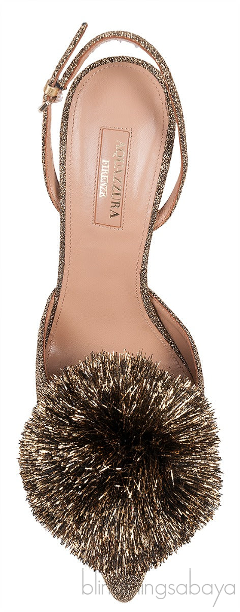 Metallic Gold Powder Puff Heels
