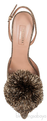 Metallic Gold Powder Puff Heels