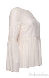 Ecru Silk Peplum Blouse
