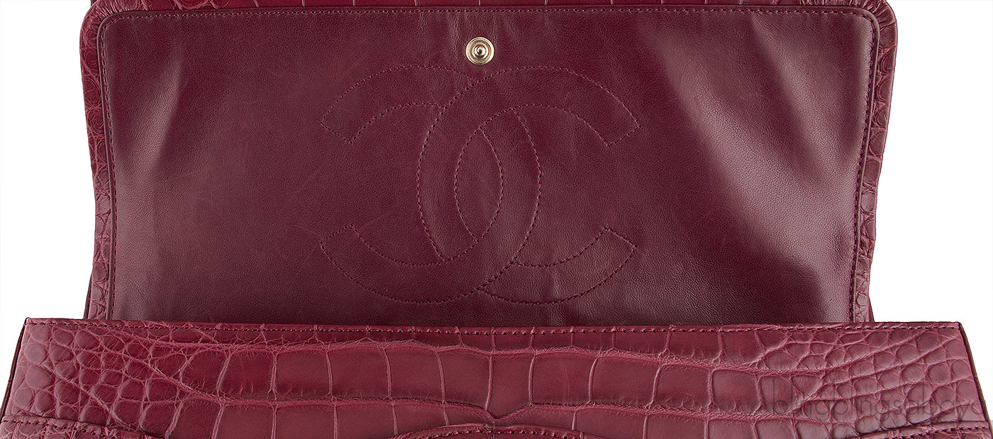 Classic Bordeaux Crocodile Jumbo Bag
