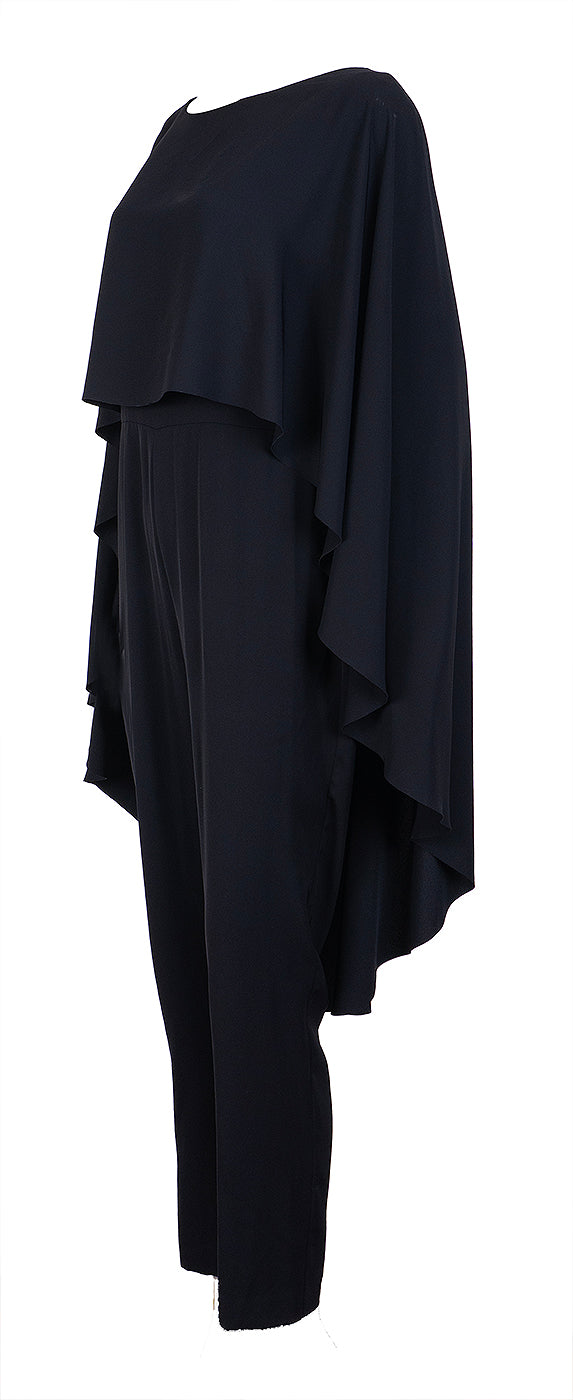 Lauren Ralph Laurent Black Cape Jumpsuit S