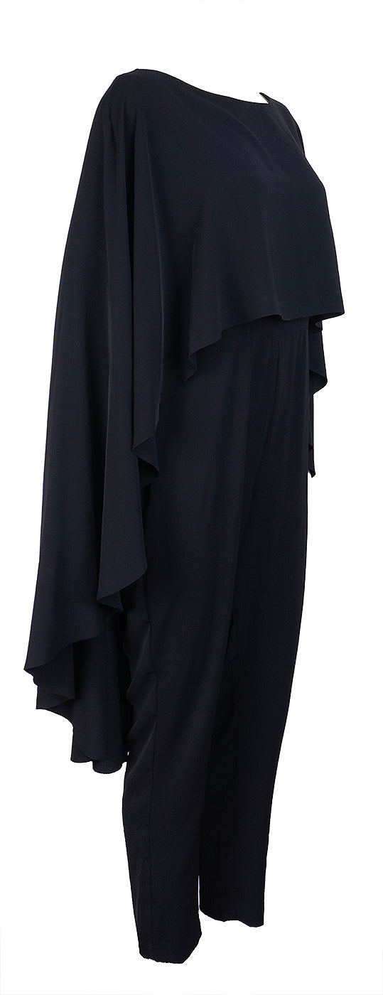 Lauren Ralph Laurent Black Cape Jumpsuit S