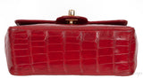 Vintage Red Crocodile CC Classic Mini Square Bag