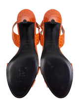 Hermes Night 70 Crocodile Orange Slingback Sandals 37