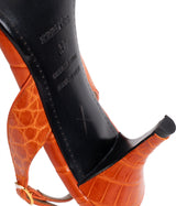Hermes Night 70 Crocodile Orange Slingback Sandals 37