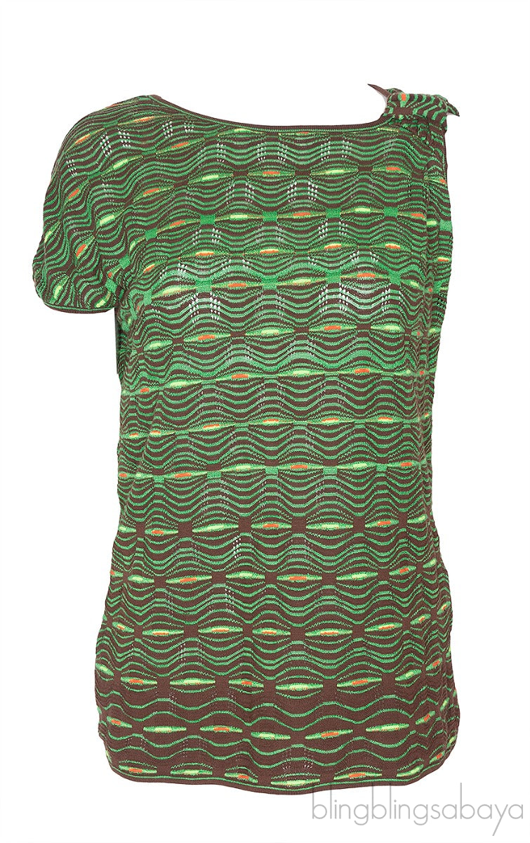 Green & Brown Stretch Blouse