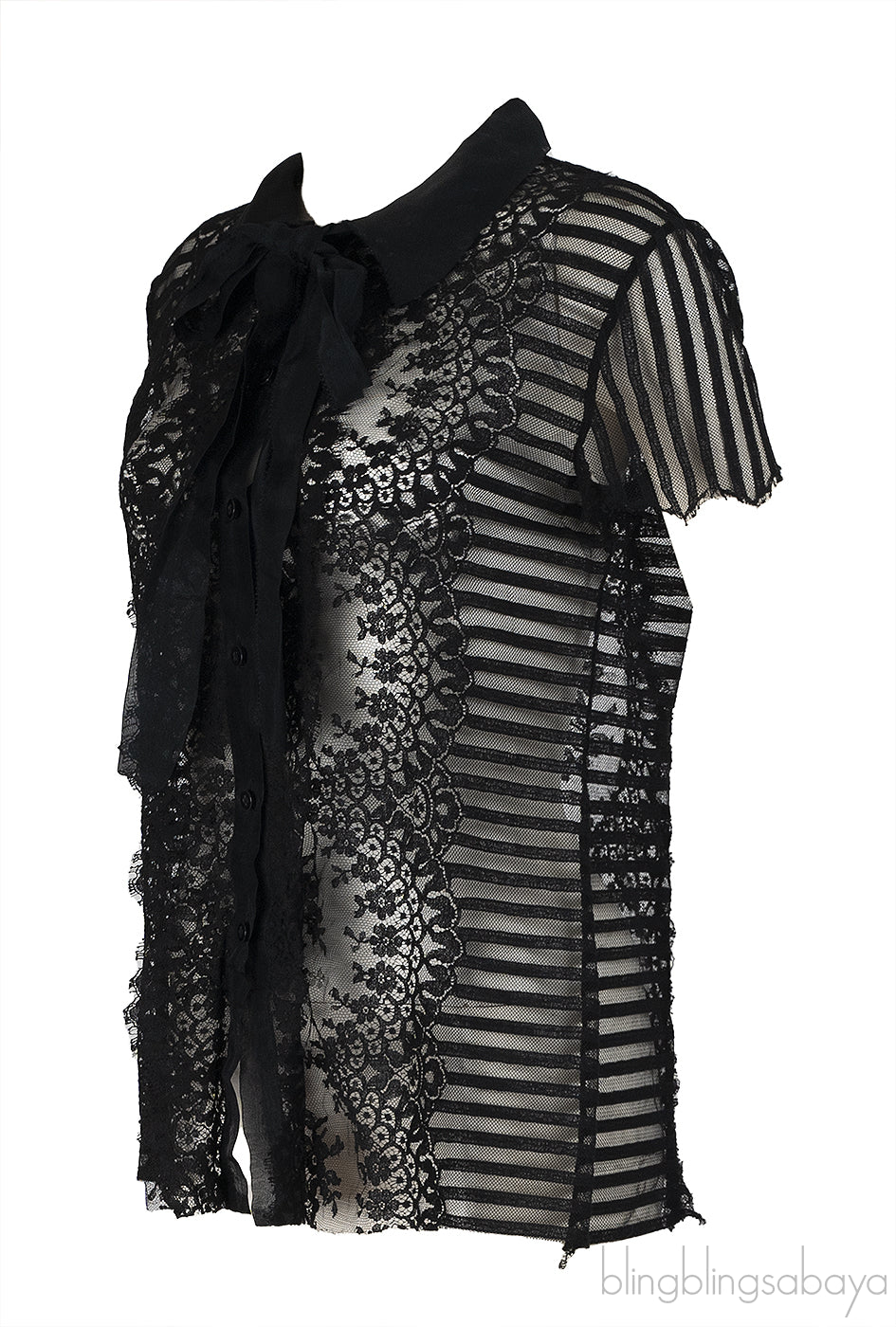 Oscar dela Renta Black See-through Blouse