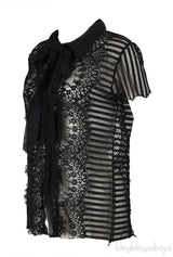Oscar dela Renta Black See-through Blouse