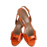 Hermes Night 70 Crocodile Orange Slingback Sandals 37
