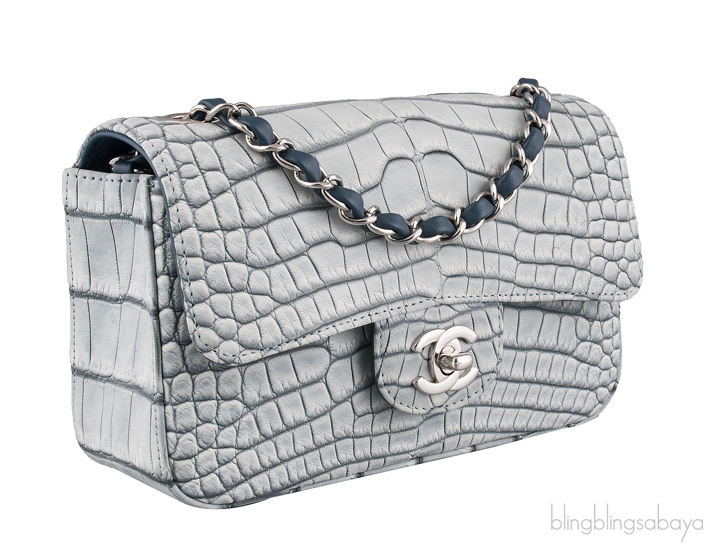 Grey Bi-Color Croc Mini Bag