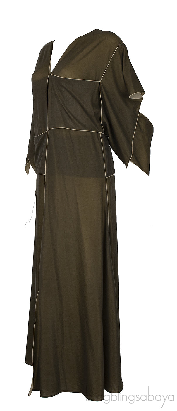Bottega Veneta Olive Green V-neck Dress