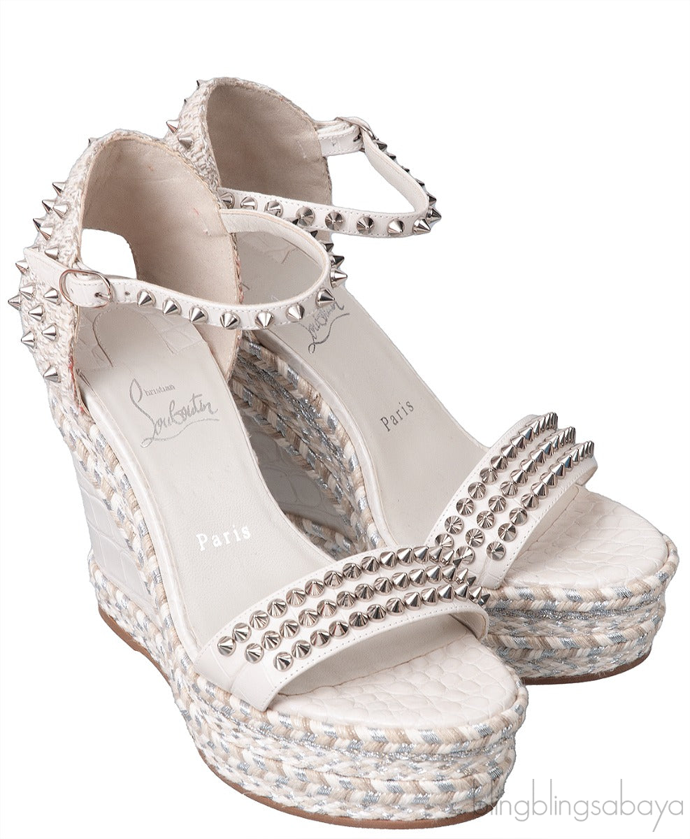 Madmonica 120 Spiked Croc-effect Leather Espadrille Wedge