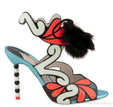 Pom Pom Detail Cut-out Sandals