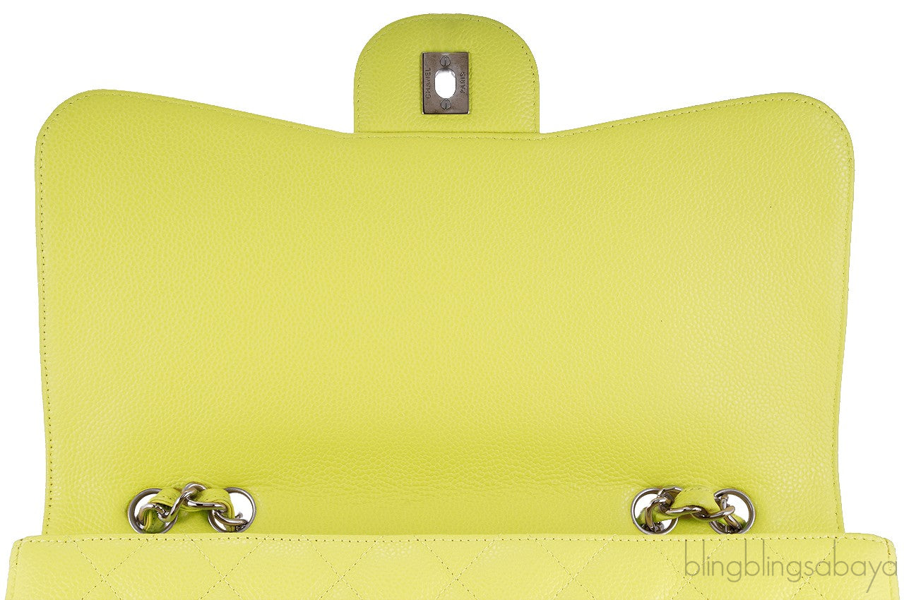 Caviar Jumbo Lime Single Flap Bag