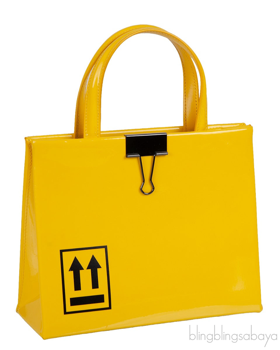 Yellow Patent Mini Box Bag