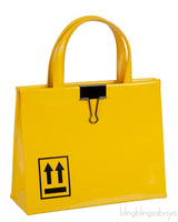 Yellow Patent Mini Box Bag