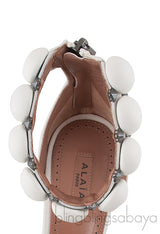 White Leather Bombe Heels