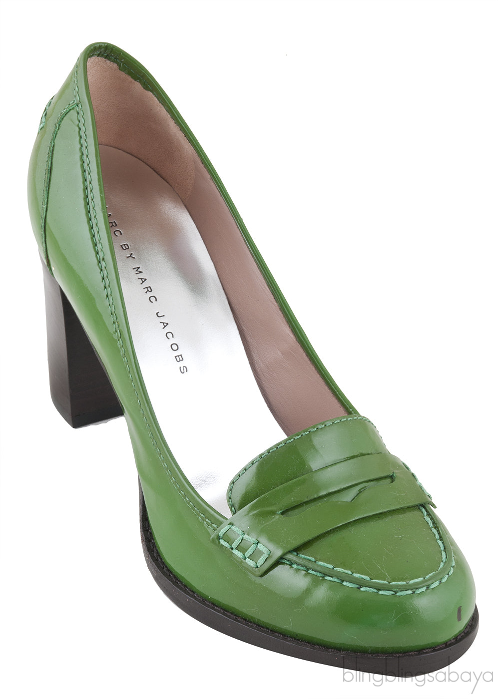 Green Patent Loafer Heels
