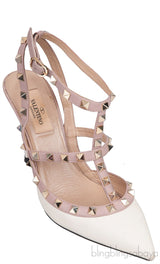 Rockstud Off-white Nude Slingback