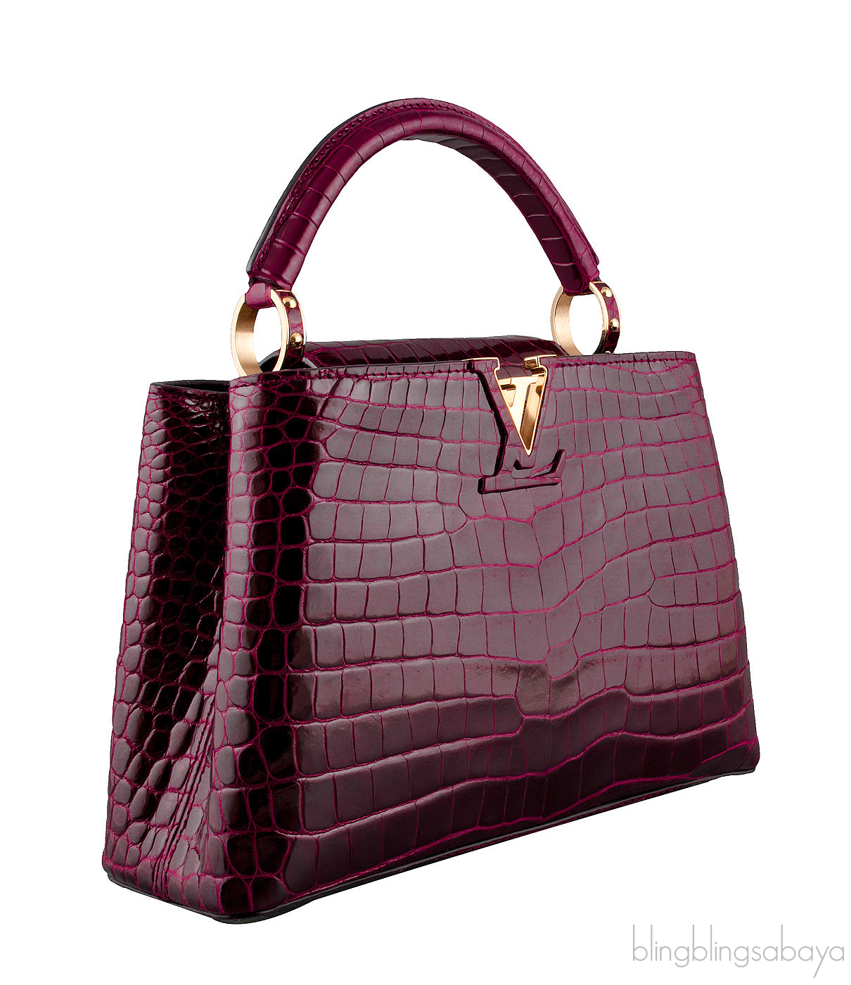 Capucines Crocodile Burgundy BB