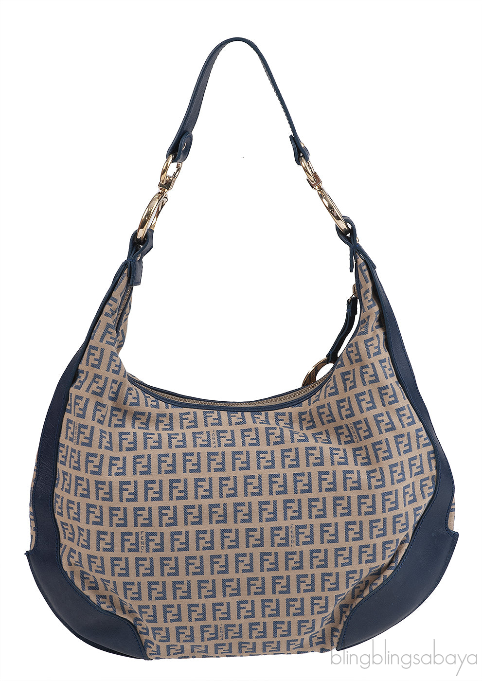 Fendi Blue FF Printed Canvas Hobo