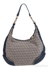 Fendi Blue FF Printed Canvas Hobo