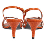 Hermes Night 70 Crocodile Orange Slingback Sandals 37