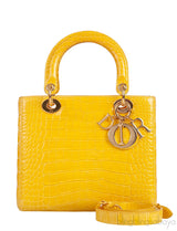 Lady Dior Yellow Crocodile Medium Bag