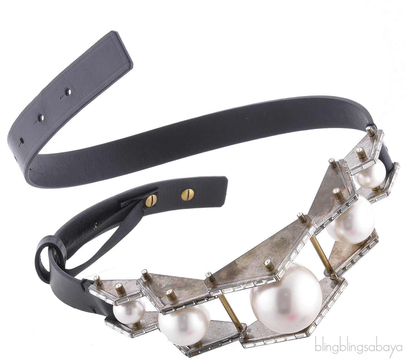 Black Pearl Leather Belt