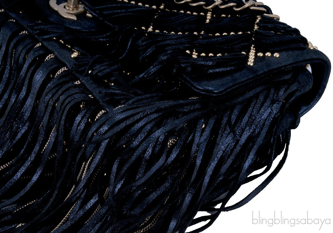 Suede Fringe & Chains Flap Bag