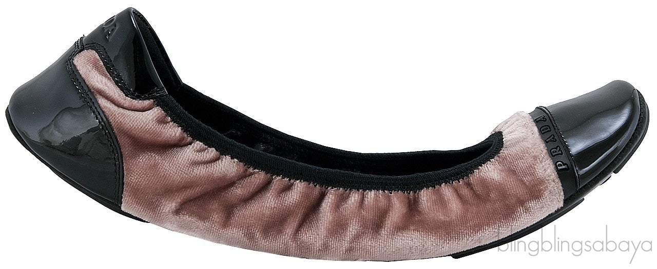 Sport Beige Velvet Ballet Flats
