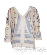 Cashmere Silk Blend Printed Top